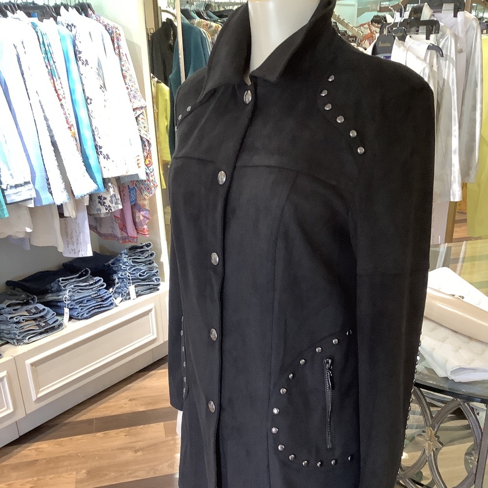 Barcelino fun plush vegan suede jacket with silver details fun and fabulous !!